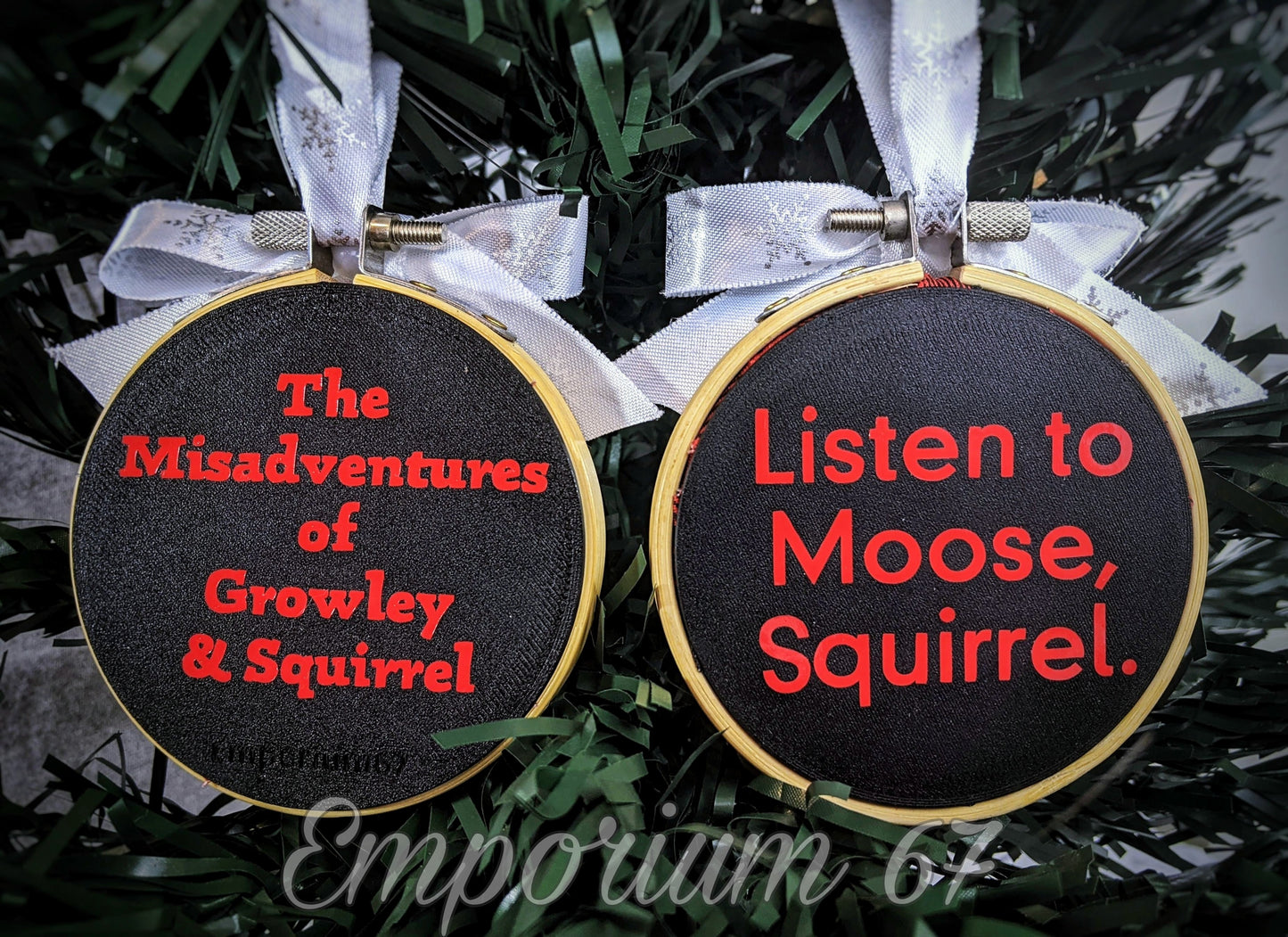 Moose & Squirrel Embroidery Hoop Ornament Set